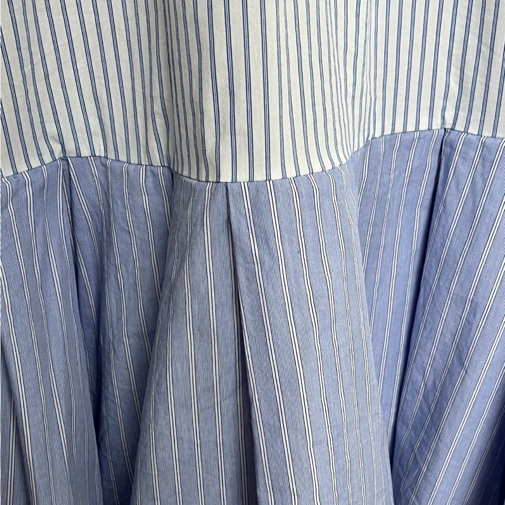 Tuckernuck Blue & White Striped Ruffle Collar Dress Button Front Size M Like New - Picture 8 of 9